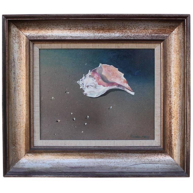"Conch on the Beach" Realist Still Life - Painting by William Bill Hoey 