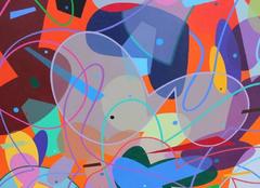 Bold David B. Hickman Colorful Abstract Oil Painting