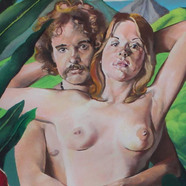 Adam and Eve Themed Surrealist, Figurative Nudes - Painting by Susan Clover