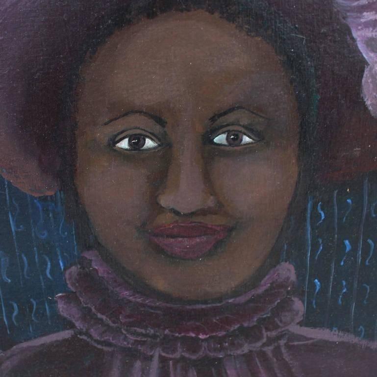 Early Kathleen Blackshear- Portrait of Woman in Purple Dress 1