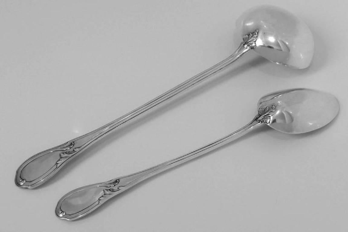 Canaux French All Sterling Silver Soup Ladle and Serving Spoon Rococo In Good Condition For Sale In TRIAIZE, PAYS DE LOIRE