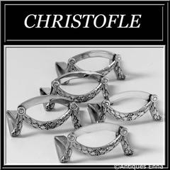 Christofle French Silver Menu Place Card Holders Set Neoclassical