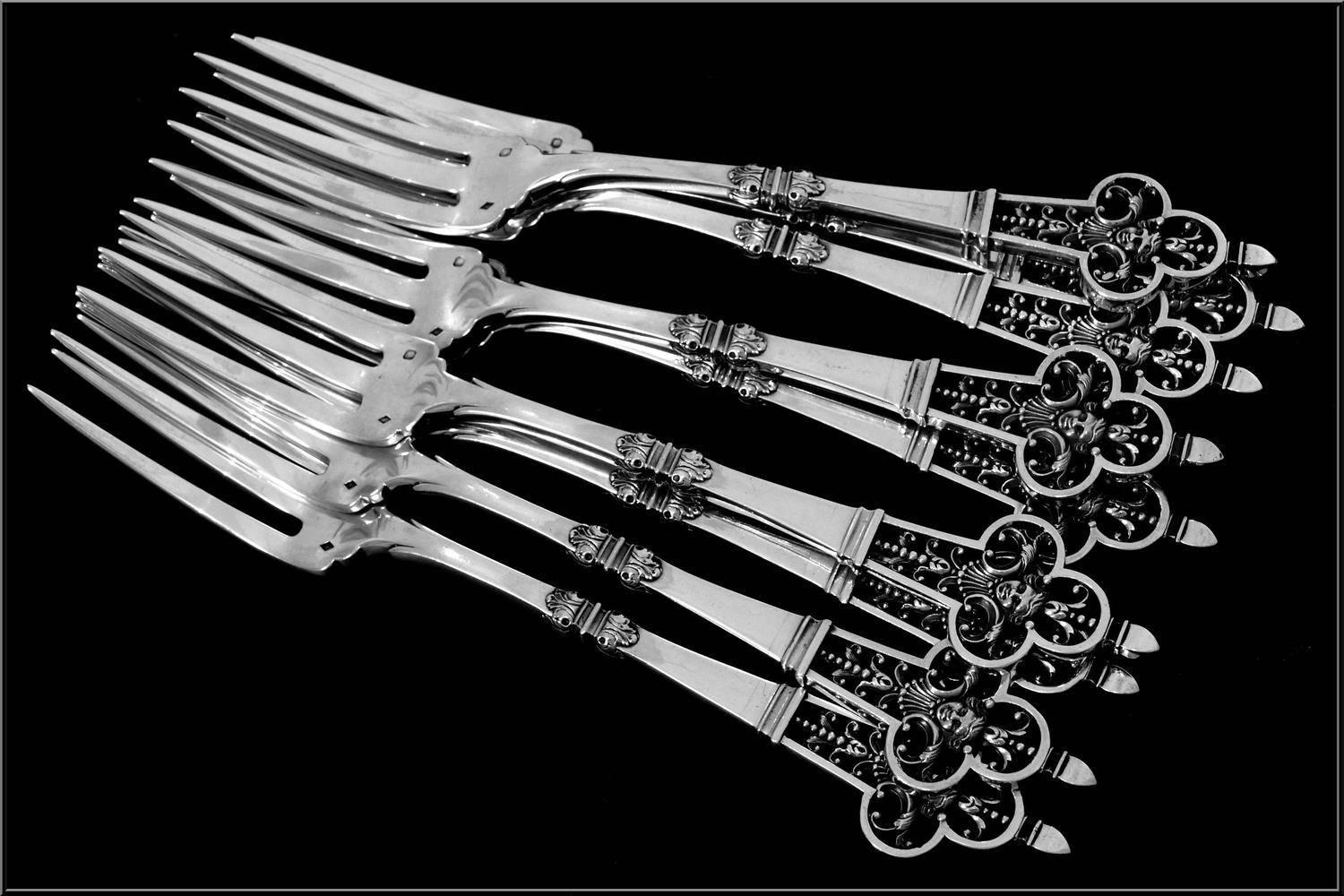 Cardeilhac Masterpiece French Sterling Silver Dinner Flatware 18 Pc Renaissance 2