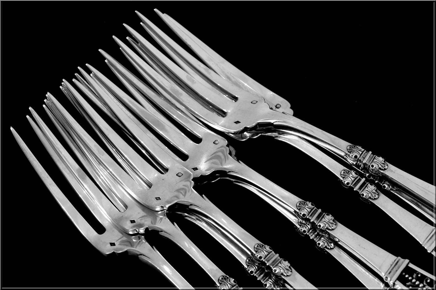 Cardeilhac Masterpiece French Sterling Silver Dinner Flatware 18 Pc Renaissance 3