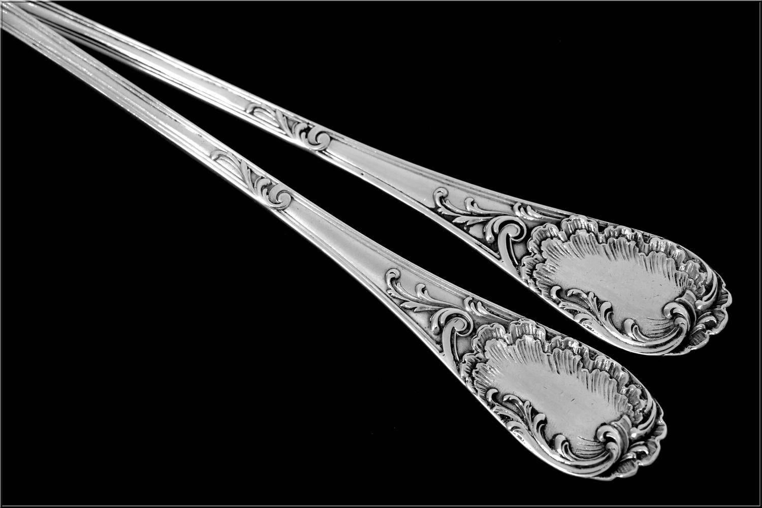 Puiforcat French All Sterling Silver Salad Serving Set of Two-Piece Rococo 4