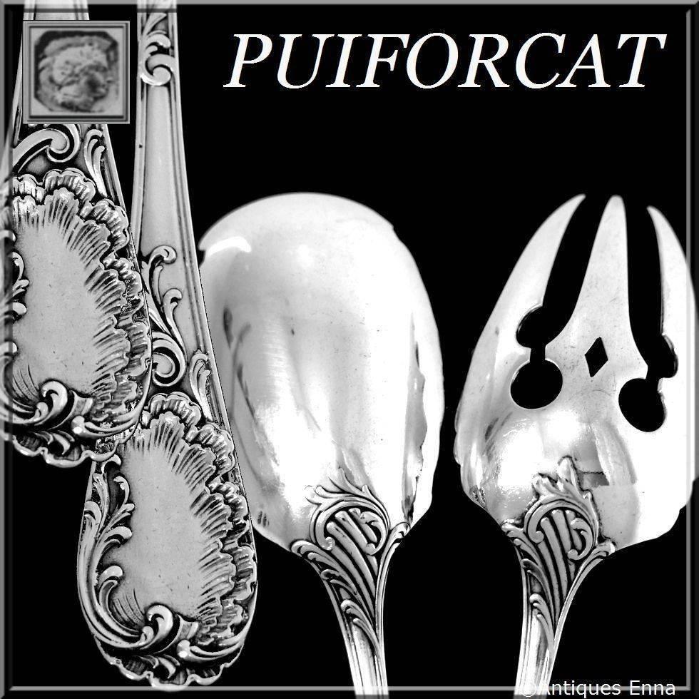 Puiforcat French All Sterling Silver Salad Serving Set of Two-Piece Rococo 5