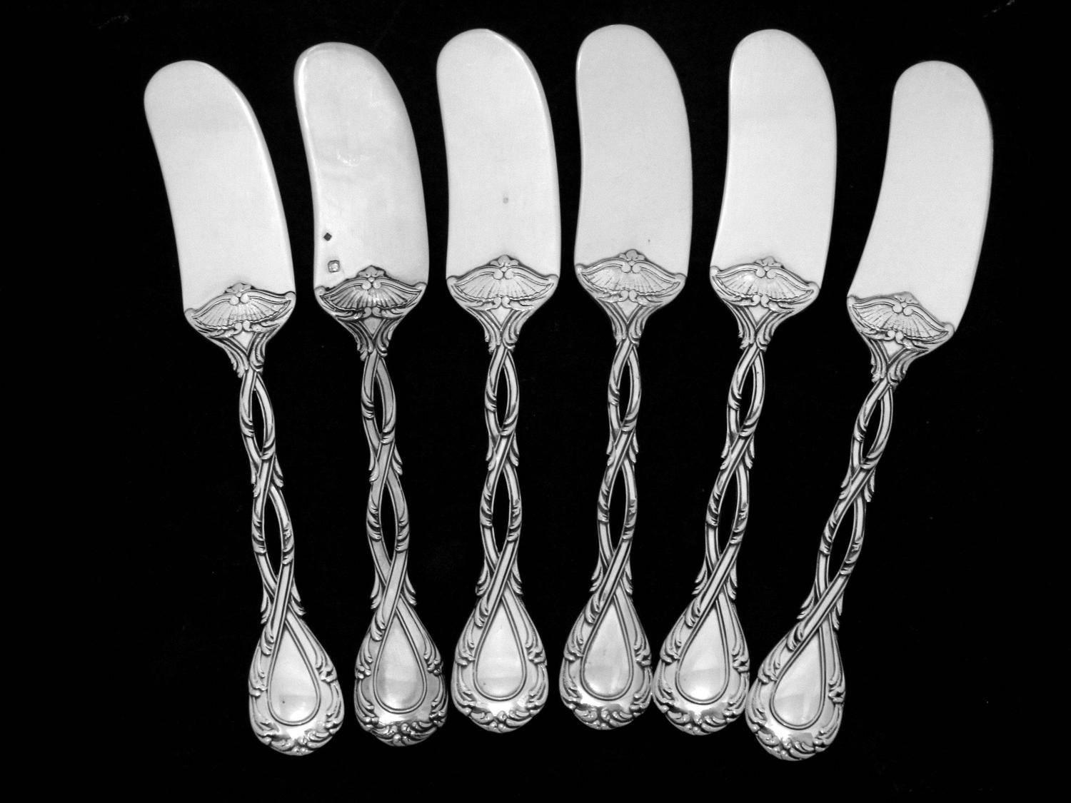 Odiot Tetard French All Sterling Silver Butter Spreader Set of 6 Pieces 1