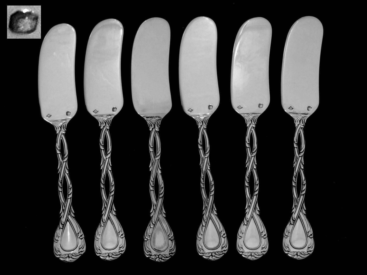 Odiot Tetard French All Sterling Silver Butter Spreader Set of 6 Pieces 4