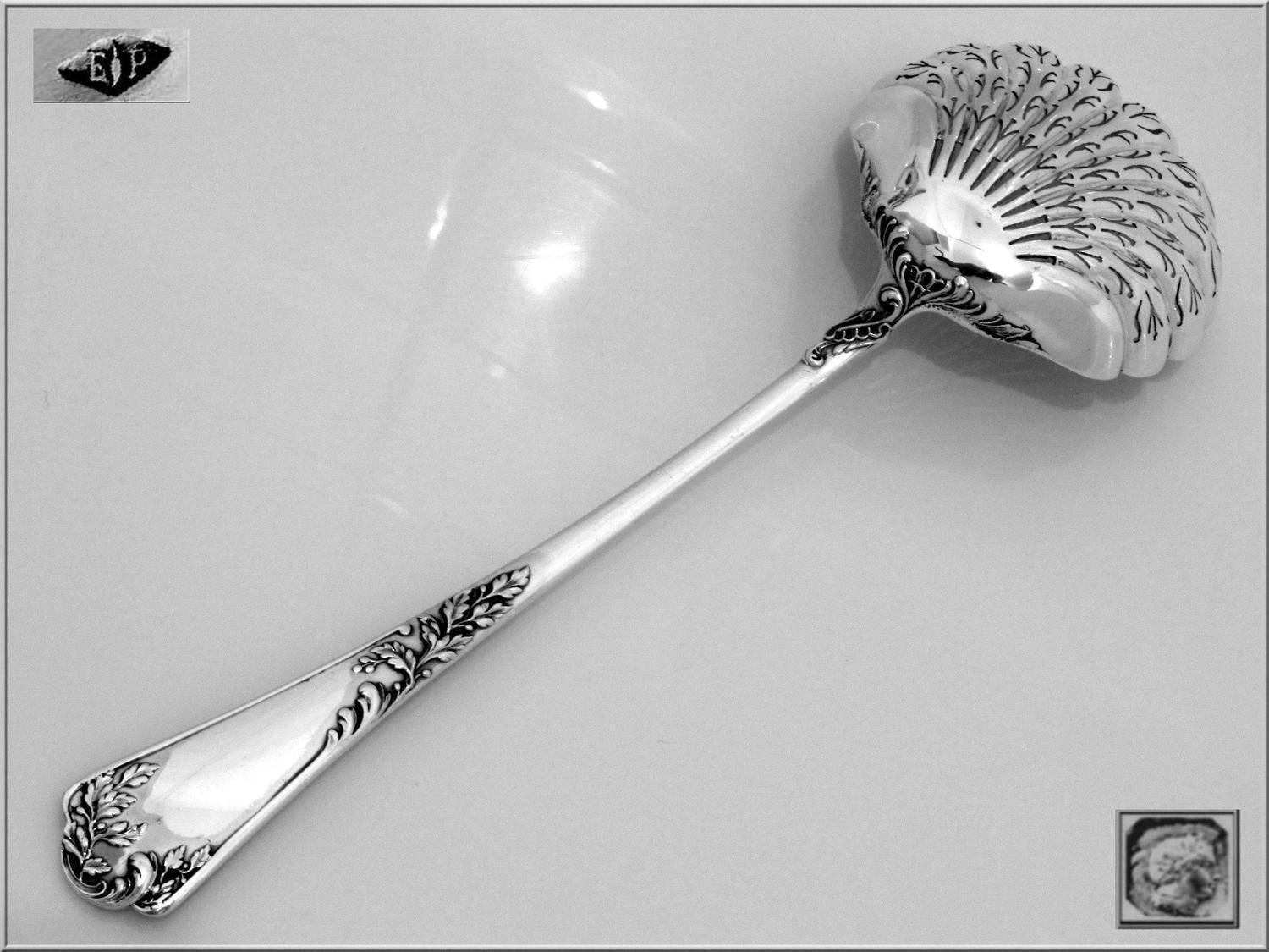 Puiforcat Gorgeous French All Sterling Silver Sugar Sifter Spoon Rococo For Sale 1