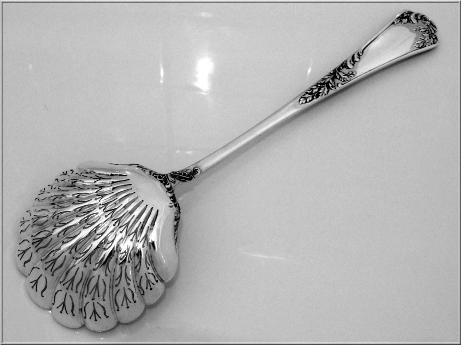 Puiforcat Gorgeous French All Sterling Silver Sugar Sifter Spoon Rococo For Sale 2