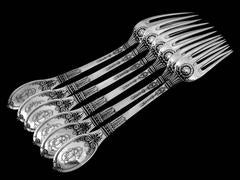 Lapparra Fabulous French Sterling Silver Dinner Flatware 18 Pieces Empire Torch