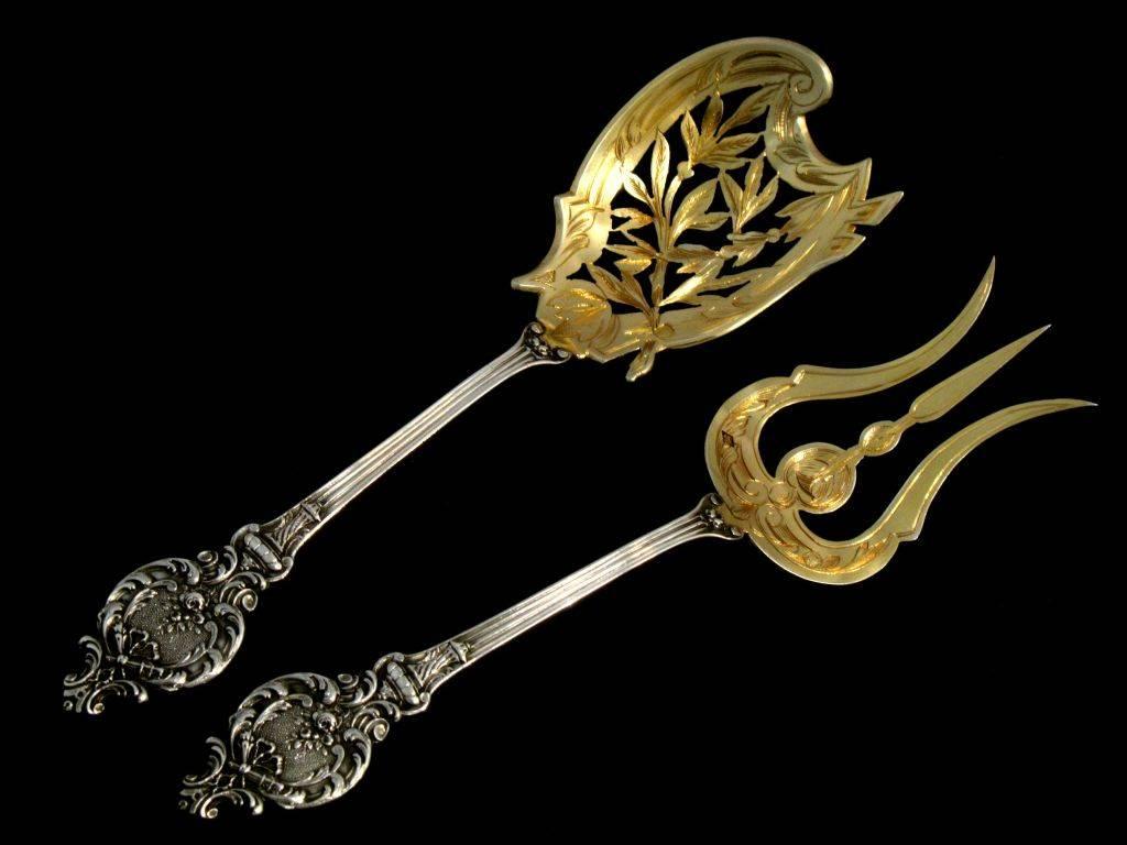 Canaux French All Sterling Silver 18k Gold Dessert Hors D'oeuvre Set Box Torches 3