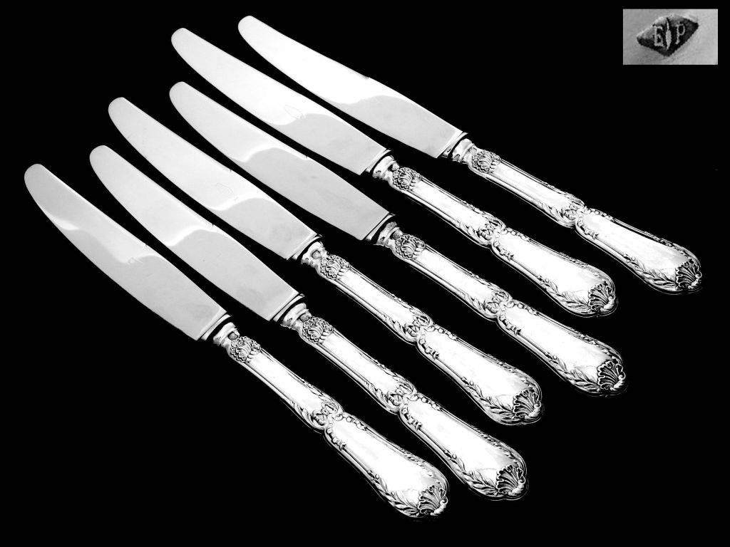 Puiforcat French Sterling Silver Flatware 18 pc Pompadour, New Stainless Blades 3