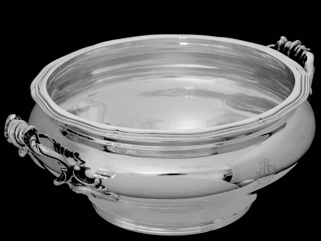 Soufflot Rare French Sterling Silver Covered Serving Dish/Tureen Pair, Rococo 3