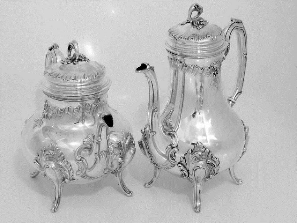 Fabulous French All Sterling Silver Tea and Coffee Service Four-Piece Rococo 2