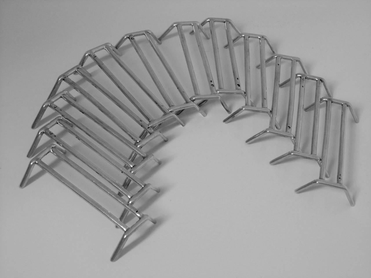 Gorgeous French All Sterling Silver Knife Rests Set of 12 Pieces Art Deco For Sale 1