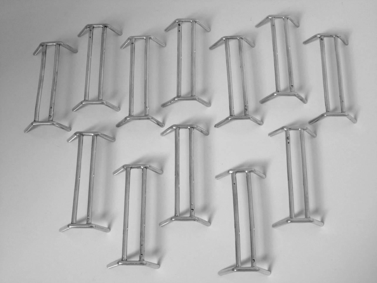 Gorgeous French All Sterling Silver Knife Rests Set of 12 Pieces Art Deco For Sale 2
