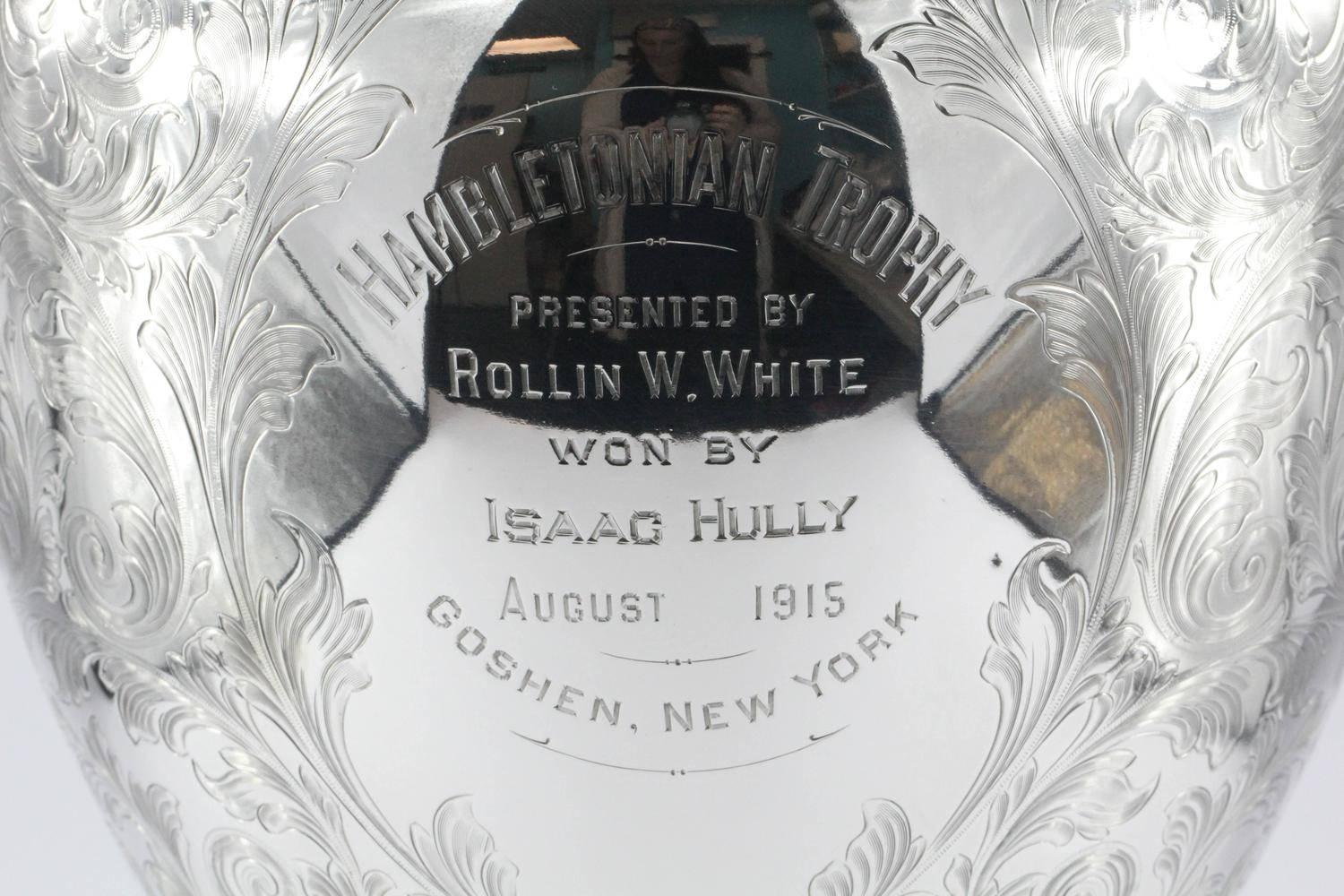 Américain Trophée de course Hambletonian en argent sterling de 1915 de Gorham pour l'aiguière Goshen, NY en vente