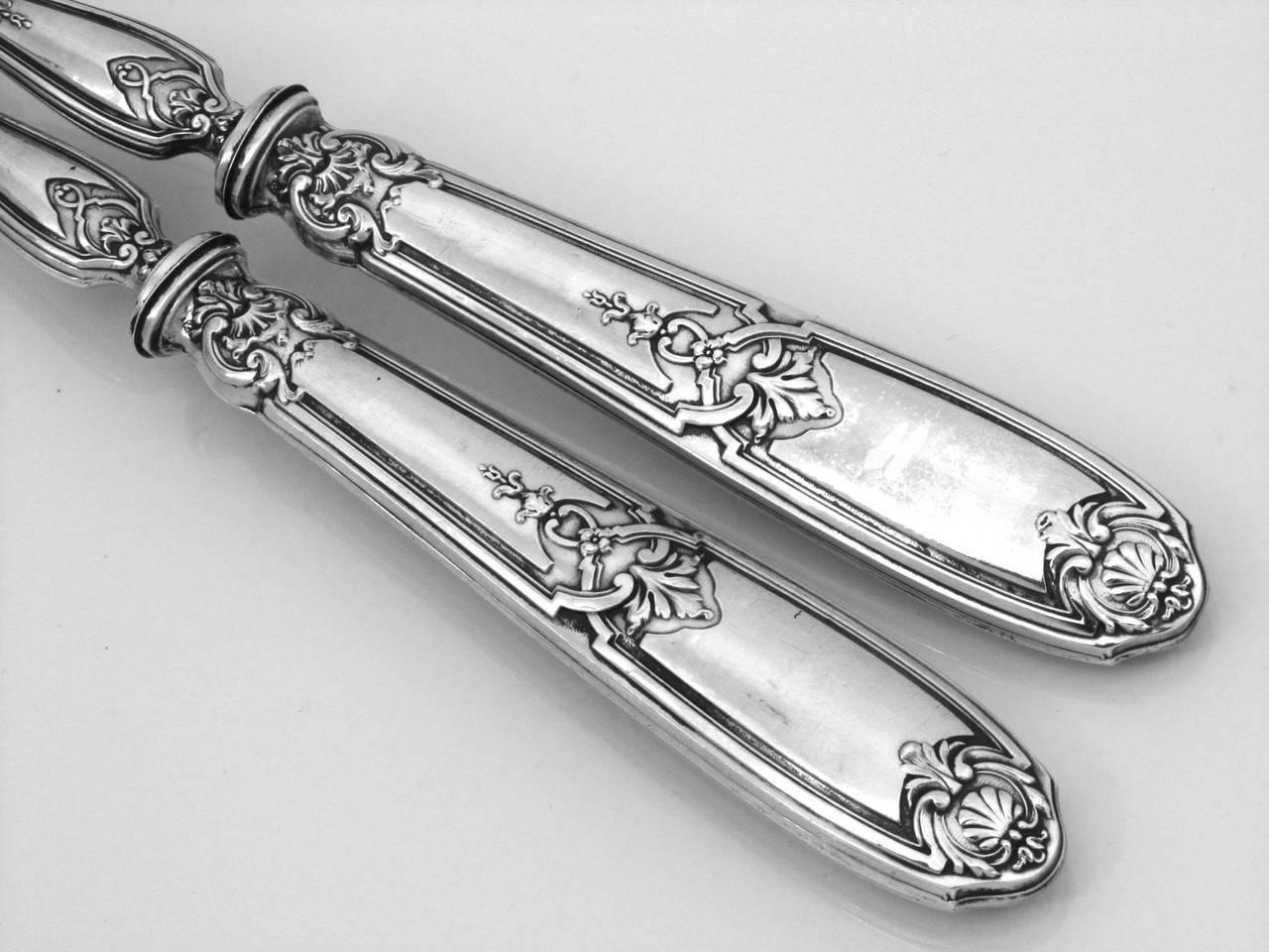 French Sterling Silver Salad Serving Set of Two Pieces with Original Box Regency In Good Condition For Sale In TRIAIZE, PAYS DE LOIRE