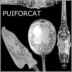 Puiforcat Fabulous French All Sterling Silver Ice Cream Set, Two Pieces Acanthus