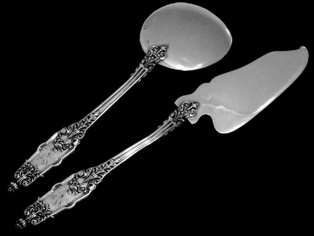 Puiforcat Fabulous French All Sterling Silver Ice Cream Set, Two Pieces Acanthus For Sale 5