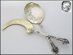 Puiforcat French All Sterling Silver 18-Karat Gold Ice Cream Set Box Fantasy