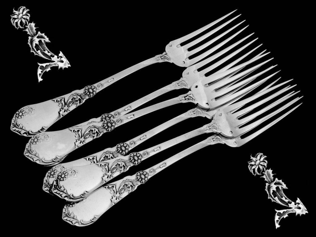 Coignet French Sterling Silver Dinner Flatware Set 18 Pieces Art Nouveau 1