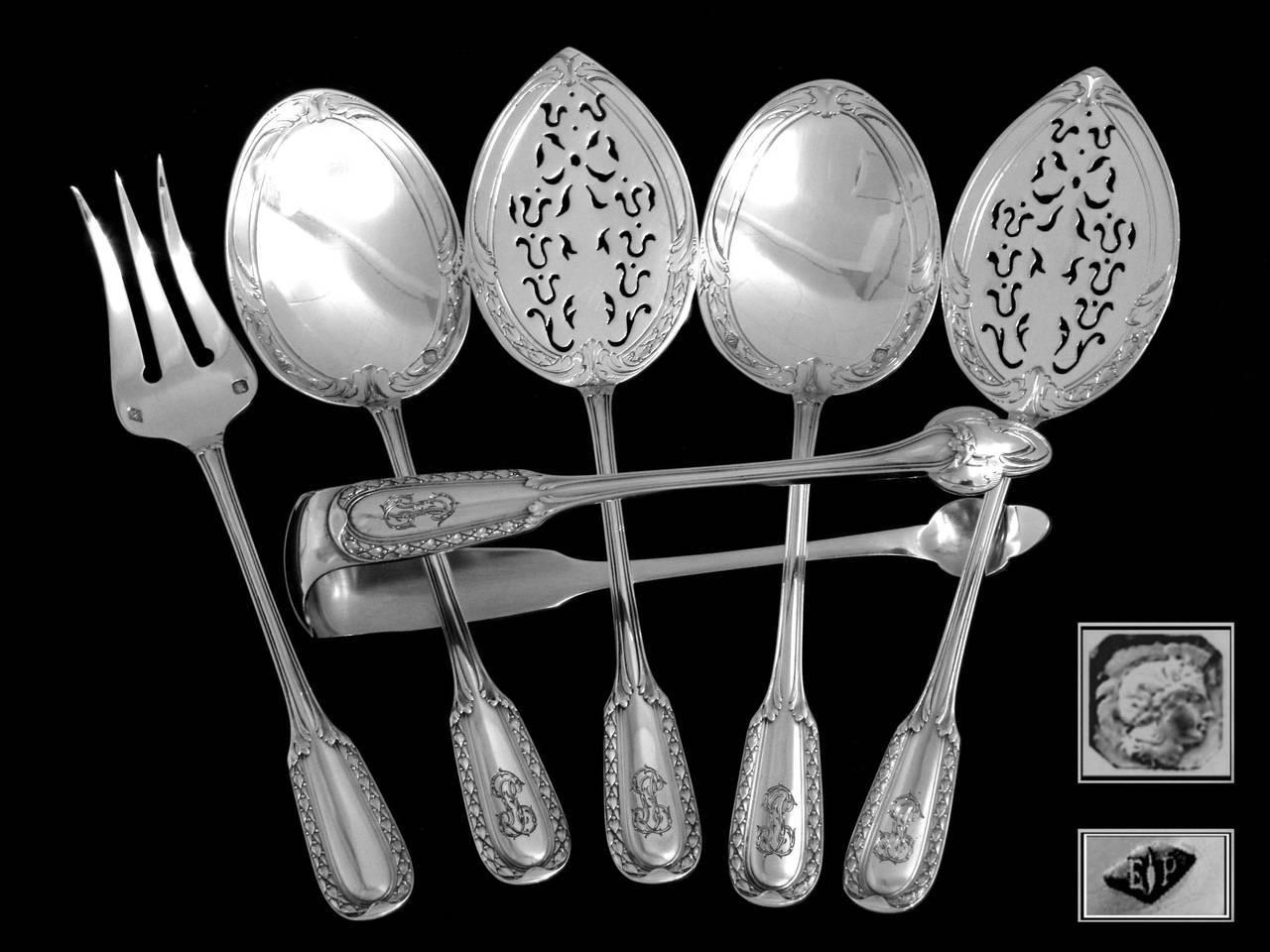 Puiforcat French Sterling Silver Dessert Hors D'oeuvre Set Six Pieces with Box 2