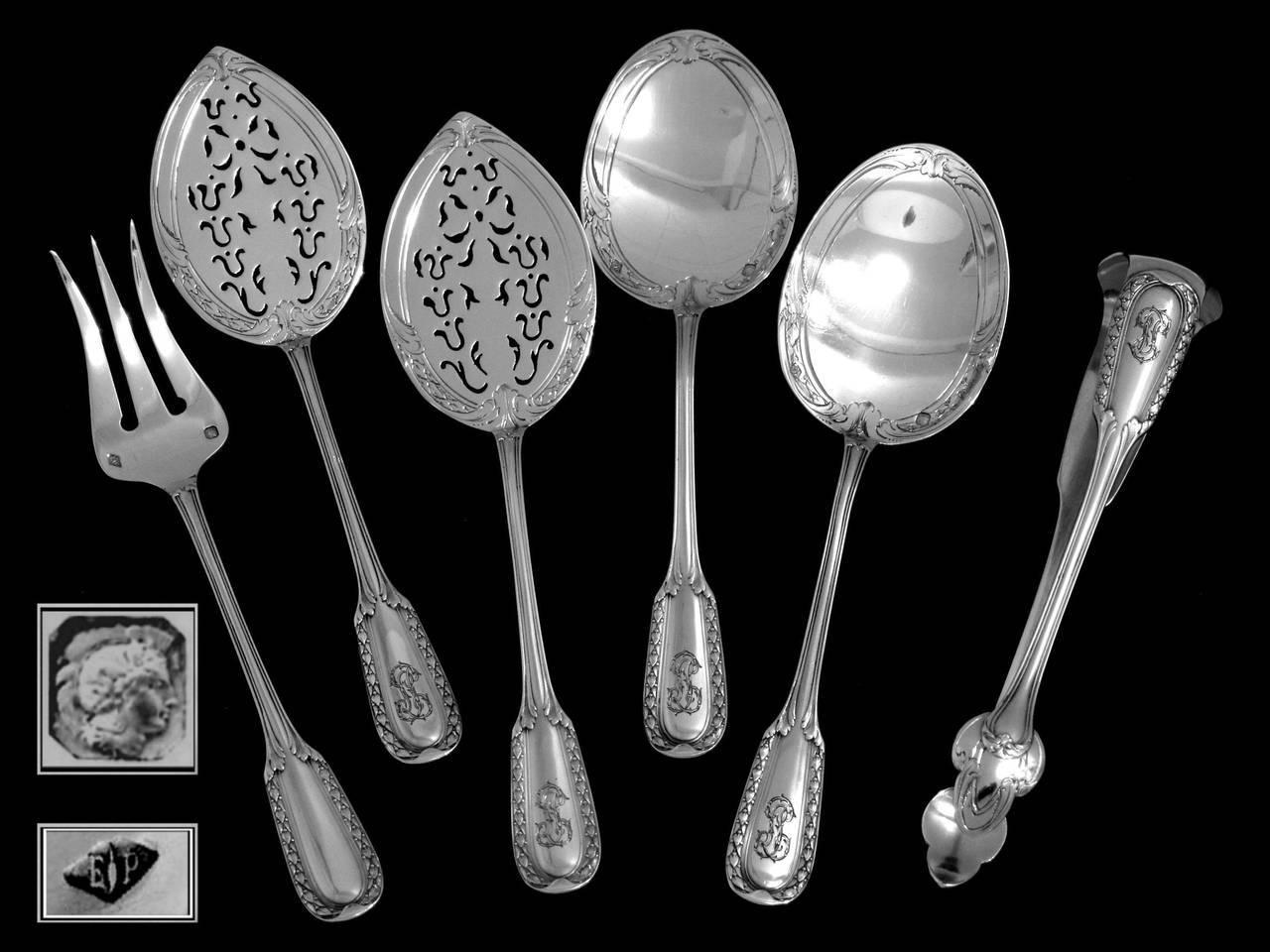 Puiforcat French Sterling Silver Dessert Hors D'oeuvre Set Six Pieces with Box 3