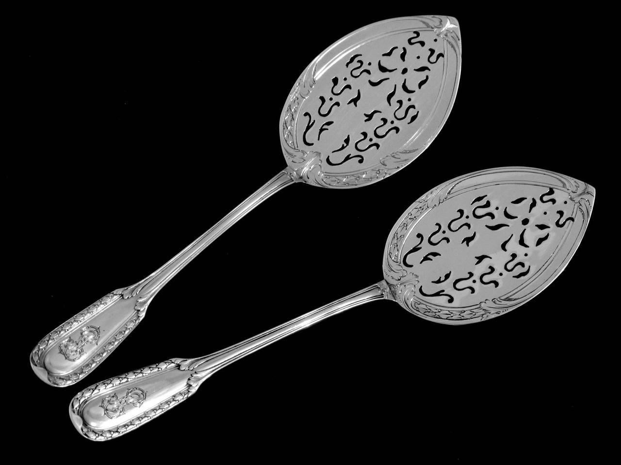 Puiforcat French Sterling Silver Dessert Hors D'oeuvre Set Six Pieces with Box 4