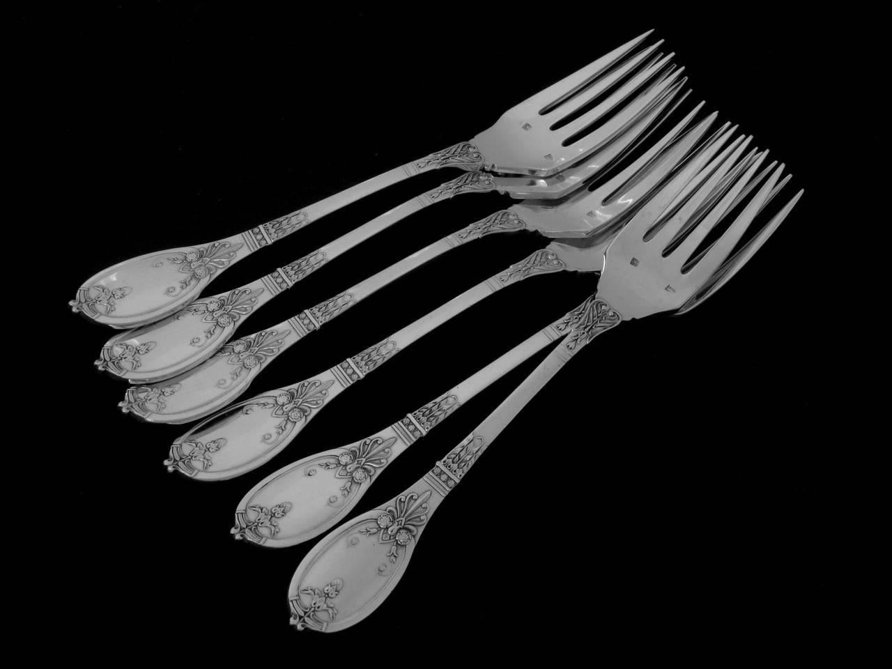 Fabulous French Silver Plate Fish Flatware Set of 12 Pieces Neoclassical In Excellent Condition In TRIAIZE, PAYS DE LOIRE