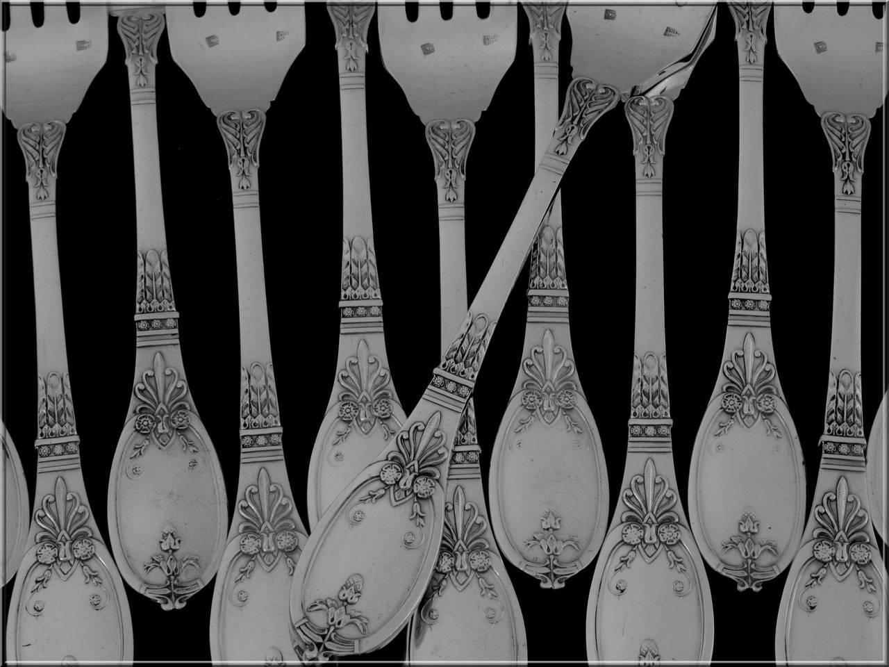 Fabulous French Silver Plate Fish Flatware Set of 12 Pieces Neoclassical 5