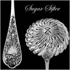 Boulenger Fabulous French All Sterling Silver Sugar Sifter Spoon Rococo
