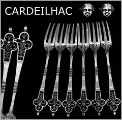 Cardeilhac Masterpiece French Sterling Silver Dinner Forks Set Renaissance