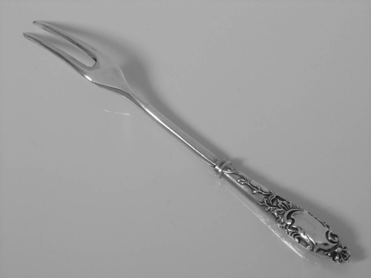 Silver Plate Gabert French Sterling Silver Shellfish Snails Forks Set of 12 Pieces Rococo