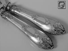Antique French Sterling Silver Fish Server Set of Two Pieces with Original Box
