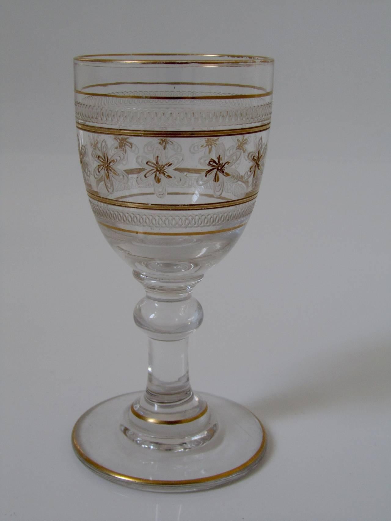 Early 20th Century Saint Louis Antique French Crystal Gilded Liquor or Aperitif Serving Set