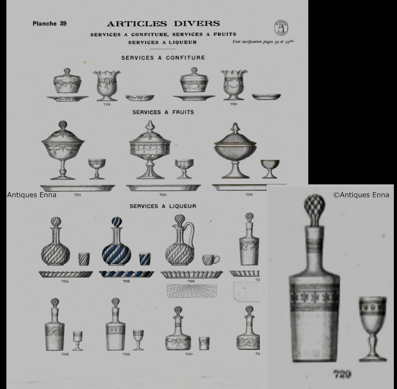 Saint Louis Antique French Crystal Gilded Liquor or Aperitif Serving Set 2