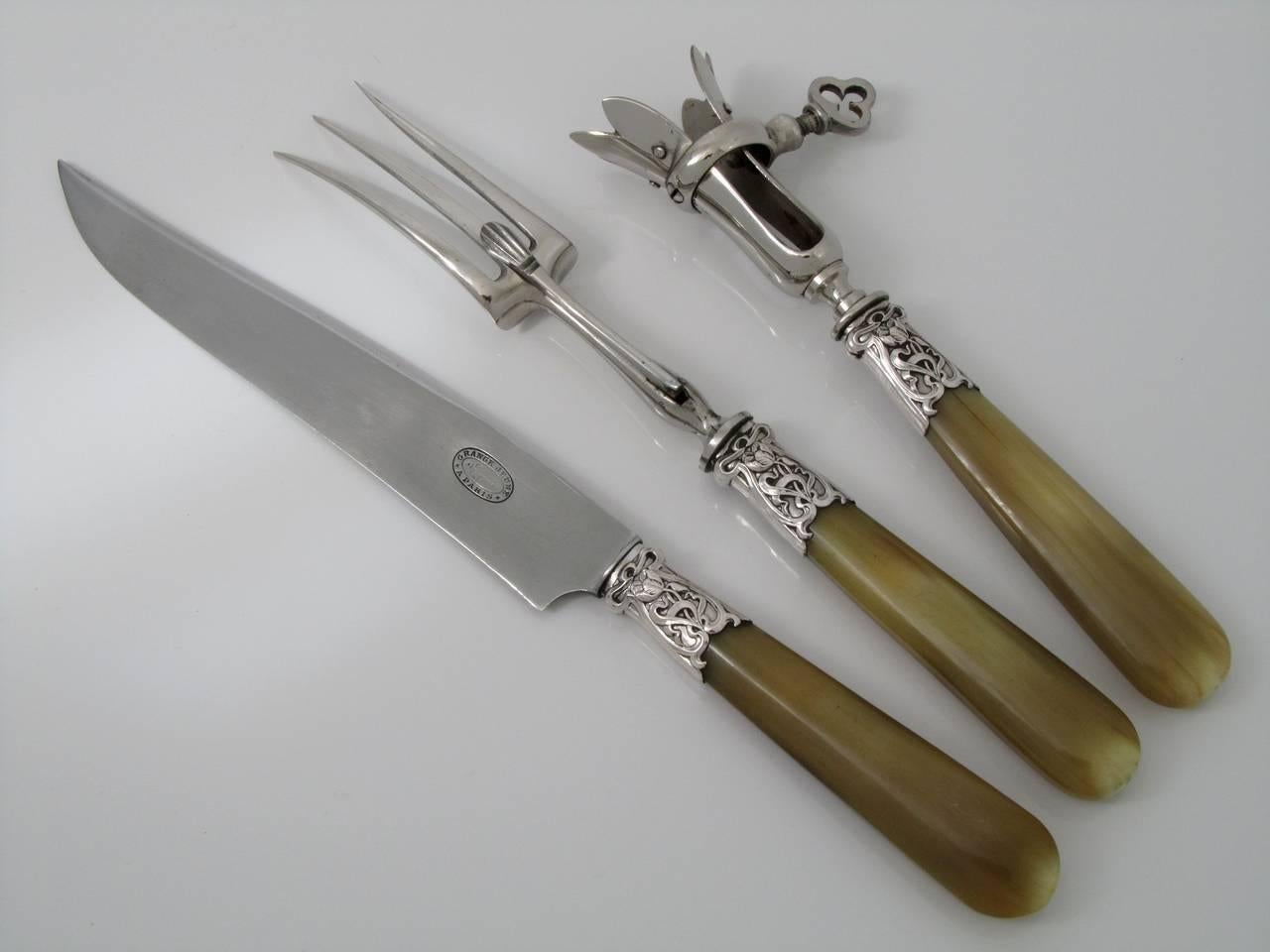 French Horn Sterling Silver Table Knife Set with Matching Serving Pieces Box 4