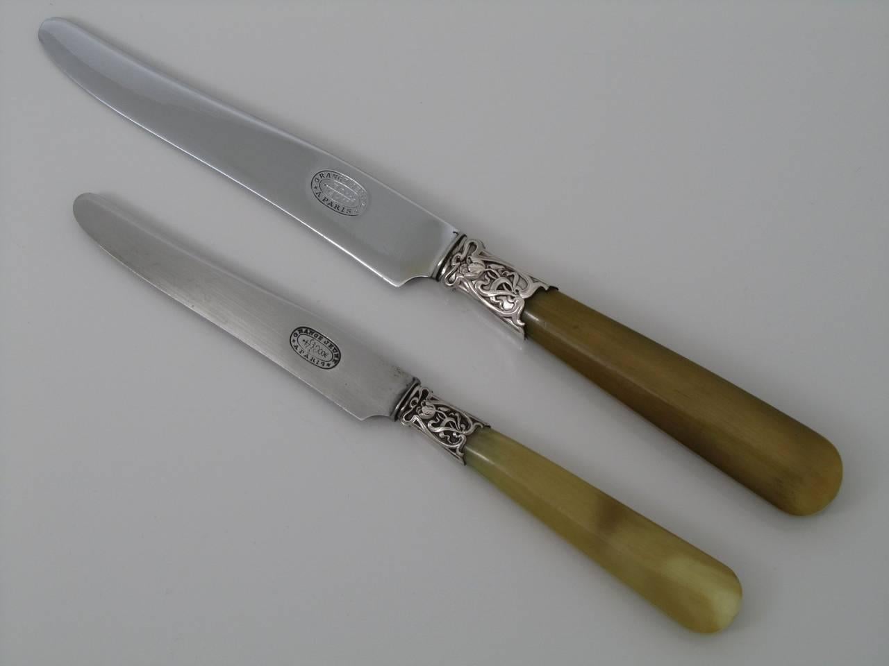 French Horn Sterling Silver Table Knife Set with Matching Serving Pieces Box 5