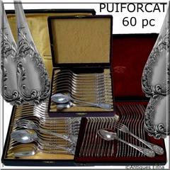Puiforcat Fabulous French Sterling Silver Flatware Set of 60 Pieces Rococo