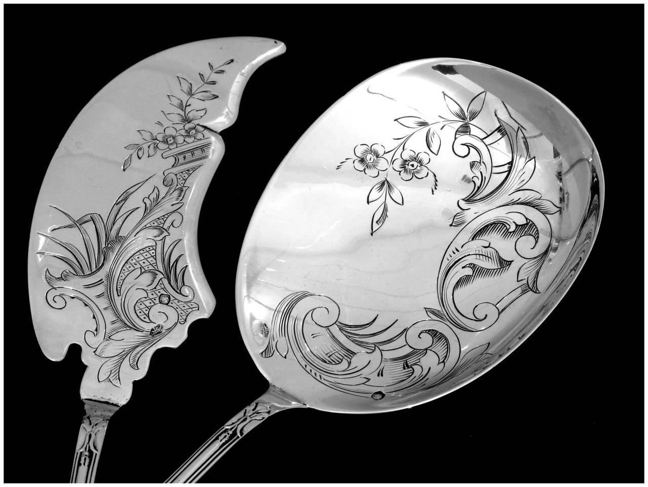 Bonnescoeur French All Sterling Silver Ice Cream Set 14 Pieces with Box Rococo For Sale 1