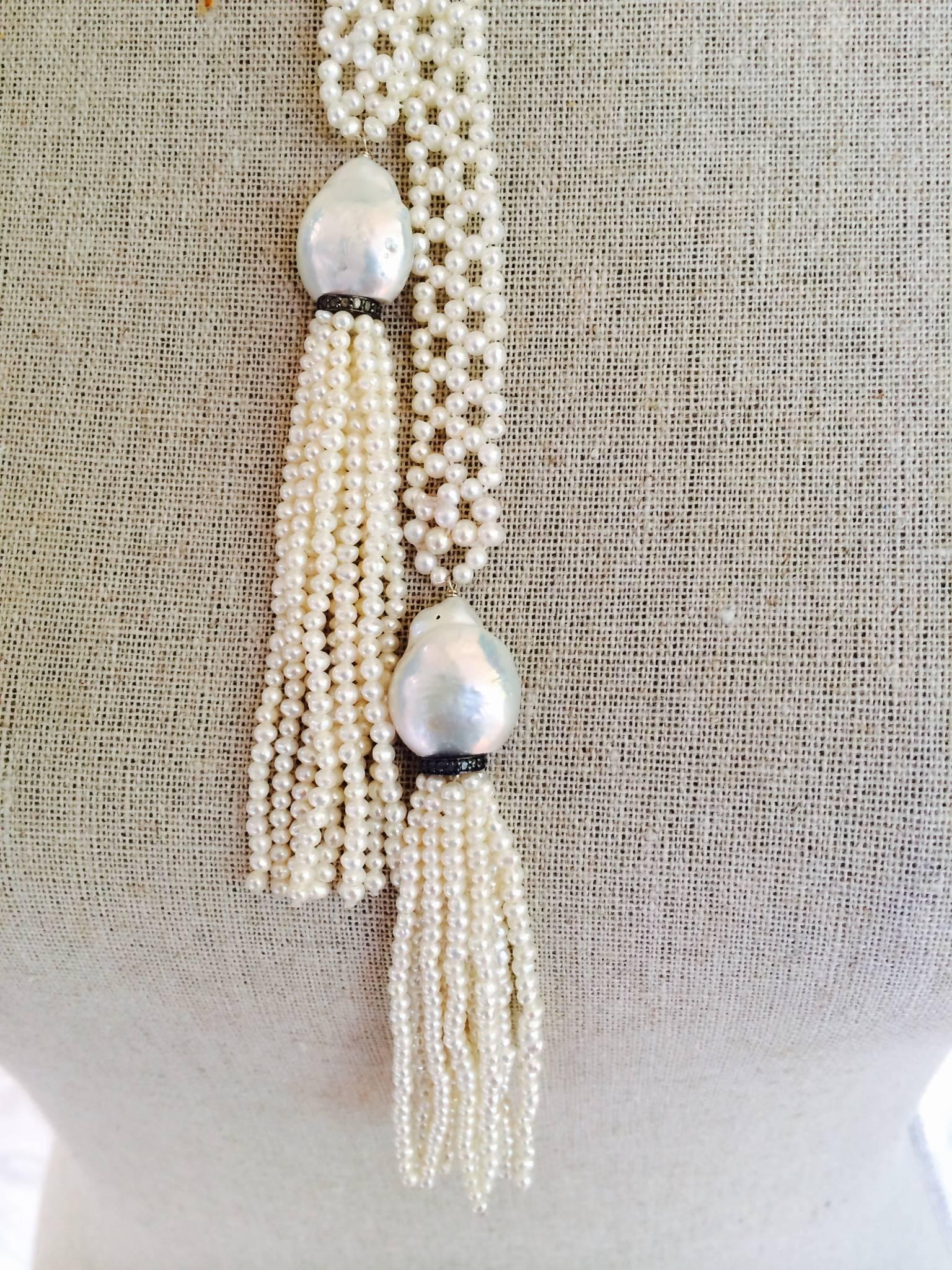 Marina J Handmade 48.5 Inch Fine White Pearl Sautoir Lariat Necklace 1