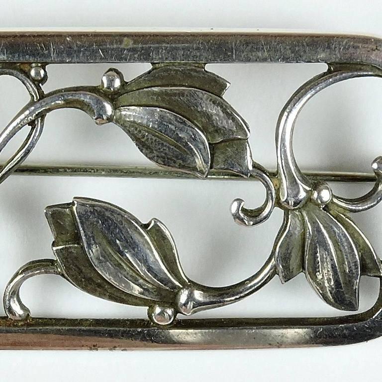 Women's or Men's Georg Jensen Mid-Century Art Nouveau Floral Sterling Silver Brooch