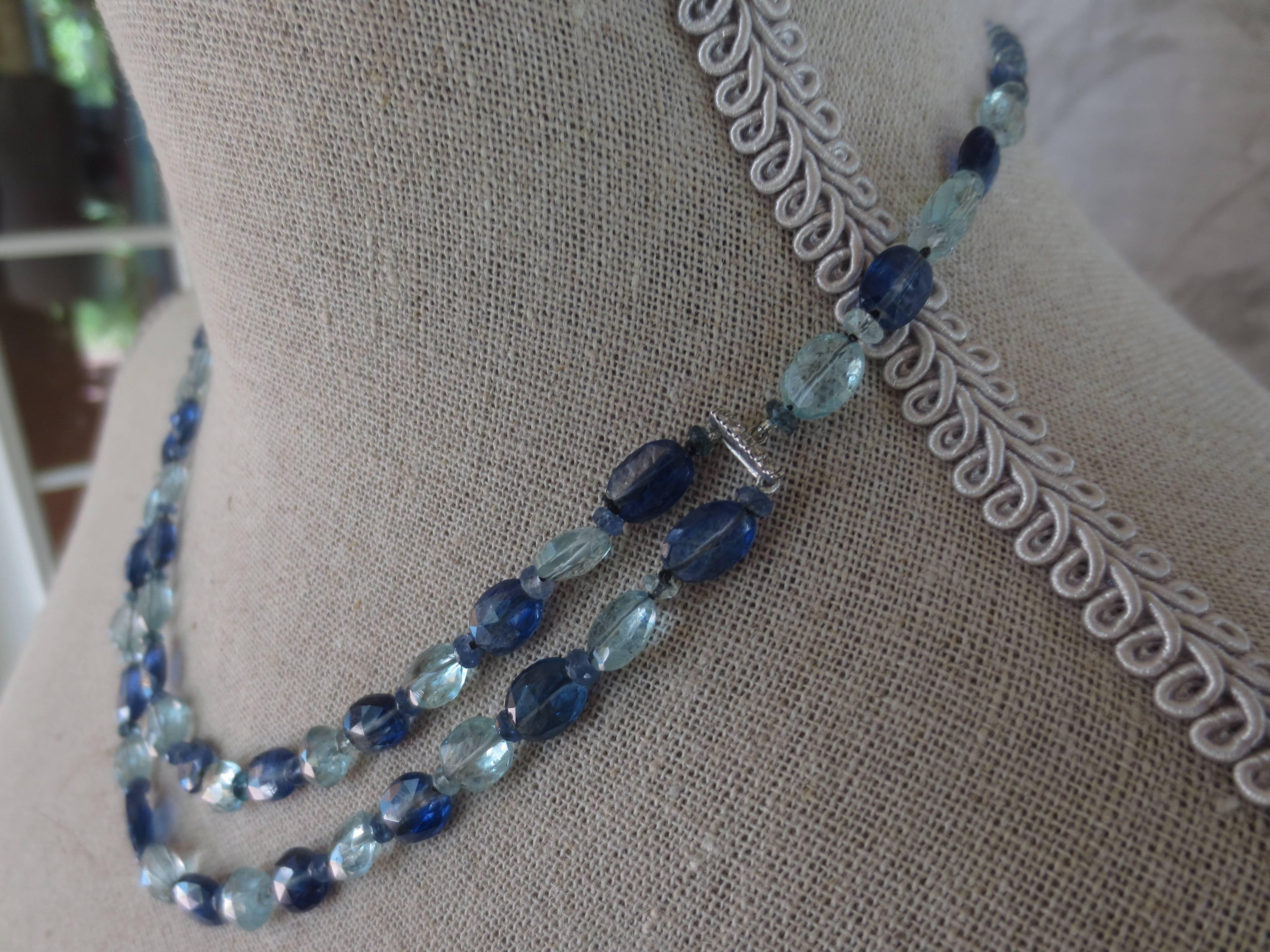 Women's Marina J. Kyanite Blue Topaz Diamond Gold Two Strand Necklace