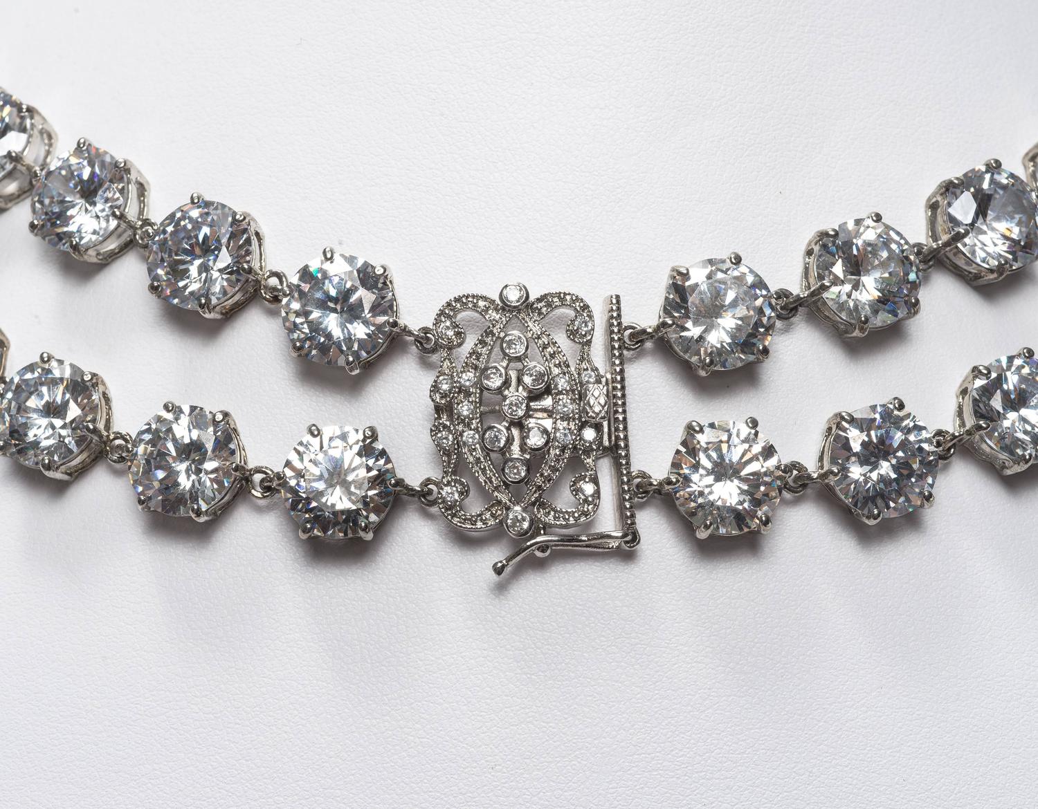 Bergdorf Goodman Magnificent Two Strand Faux Diamond Necklace at 1stdibs