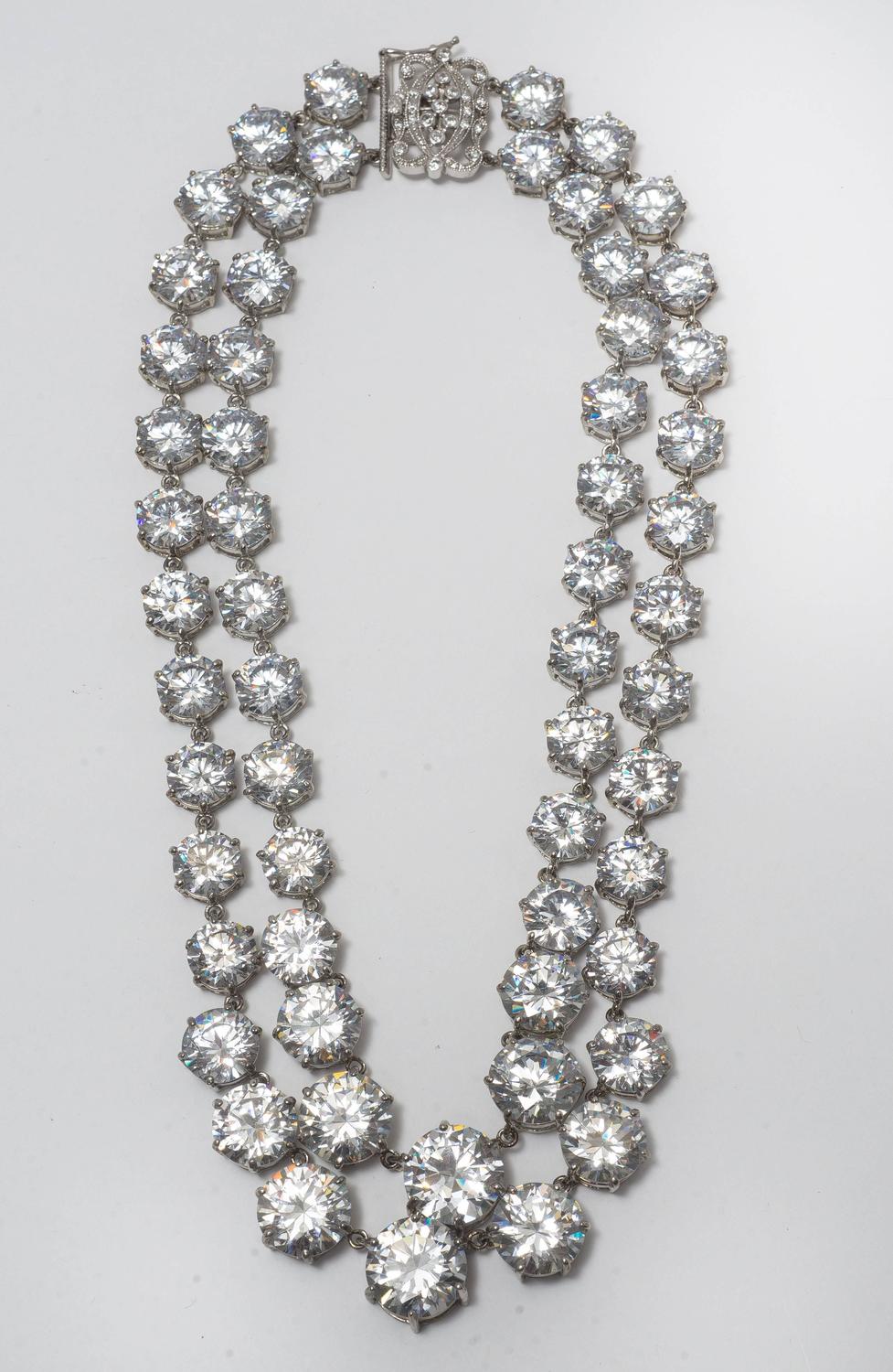 Bergdorf Goodman Magnificent Two Strand Faux Diamond Necklace at 1stdibs