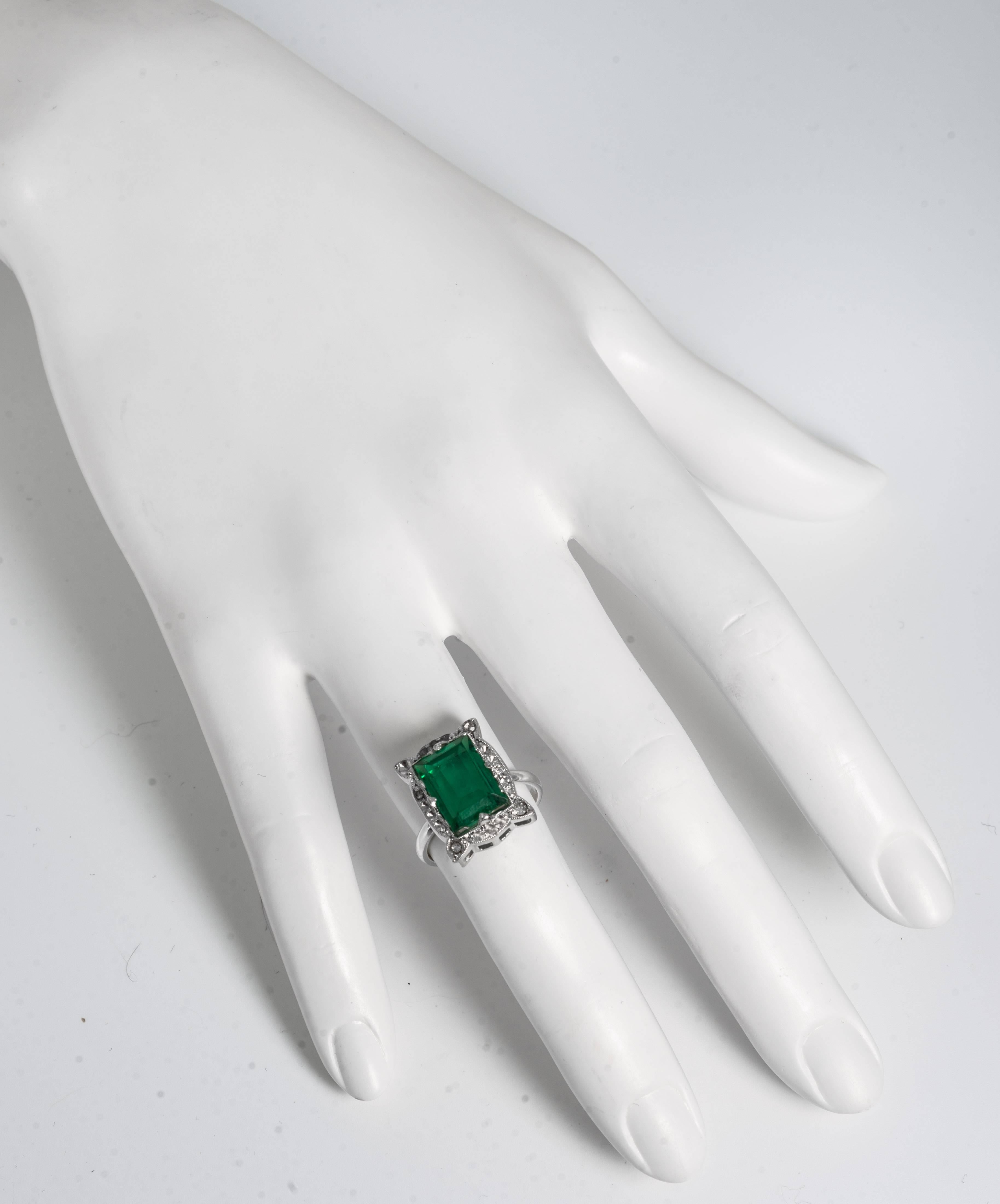 A wonderful rare Art Deco faux diamond emerald sterling paste 1920s ring.
Please state size you would like when ordering this unique one-of-a-kind ring.
Measures 3/4inch long by 1/2inch deep.