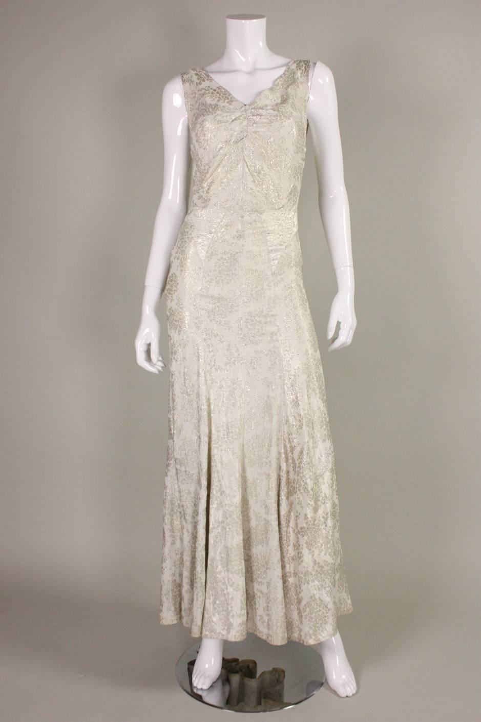 Women's Bias Cut Lame Gown, 1930s  For Sale