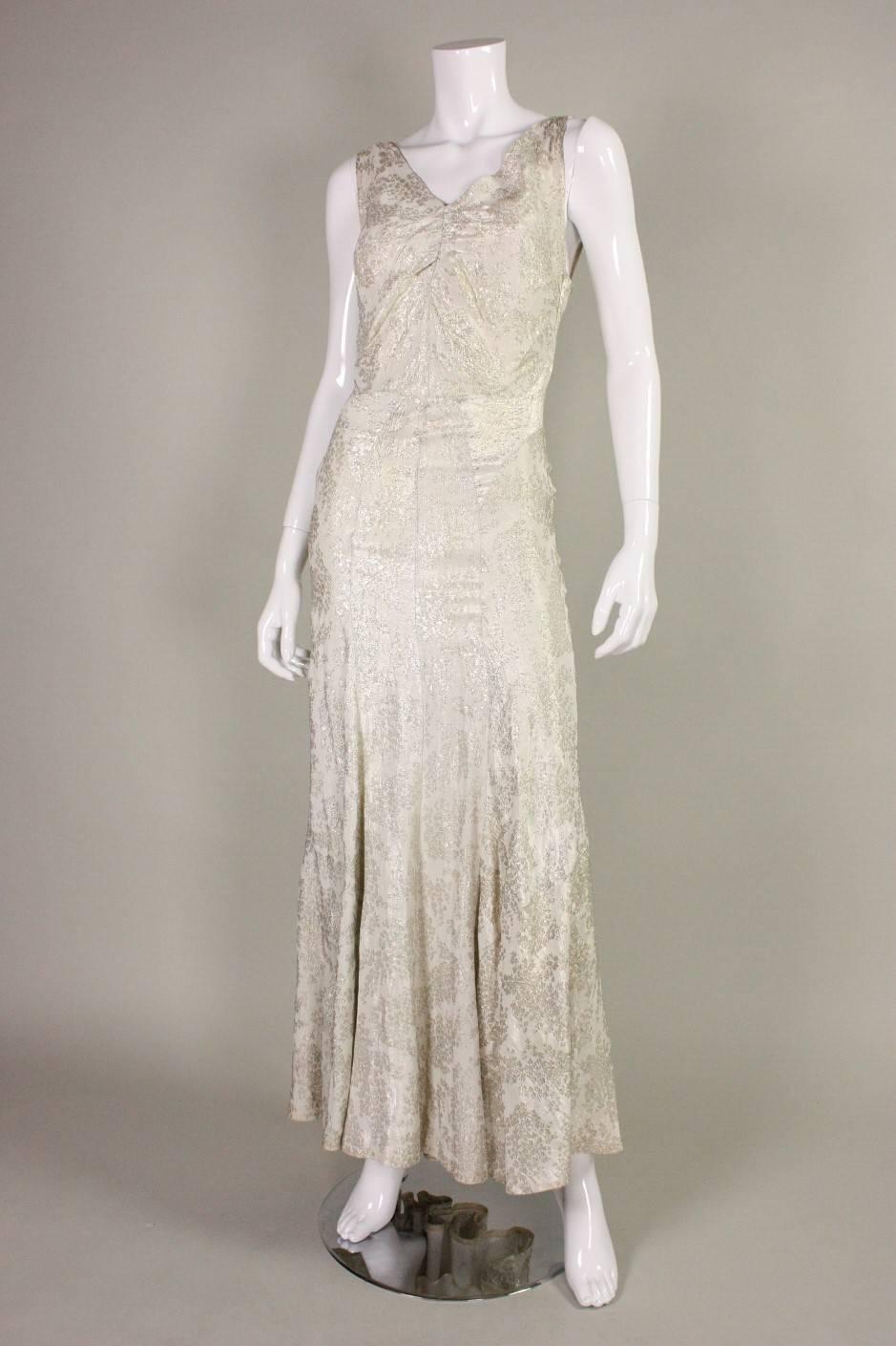Bias Cut Lame Gown, 1930s  In Excellent Condition For Sale In Los Angeles, CA